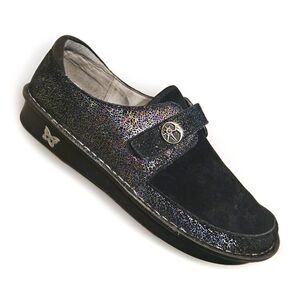 Alegria Brenna Moon Shadow Shoe Size US 11.5 EU 42 Black Suede Metallic Clog
